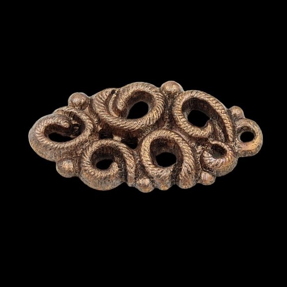 Les Bernard Large Brooch Burnished Copper Tone Swirl Signed Vintage - Picture 11 of 12